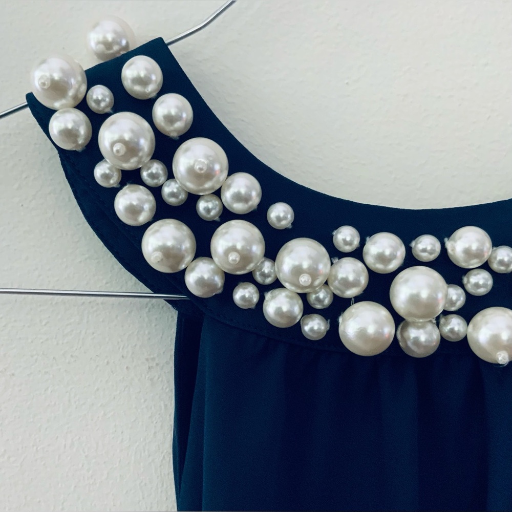 Lilly Pulitzer Shawn Top Pearl Beaded Collar Sleeveless Blouse Women's Size XS - Picture 4 of 9